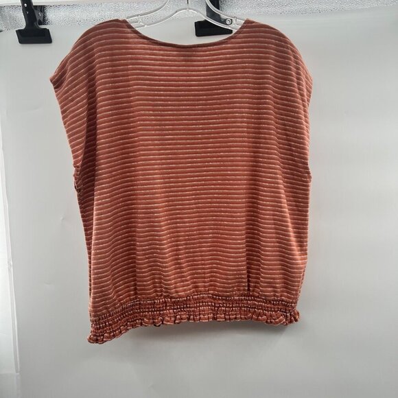 A.N.A Women's Striped Smock Hem Top Coral/White One Size Fits All - Picture 7 of 9